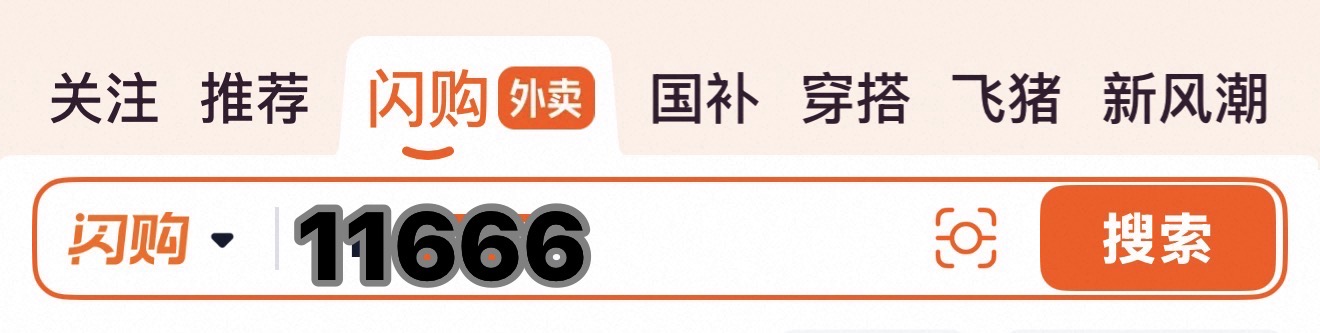 淘宝闪购搜索口令11666的操作界面截图